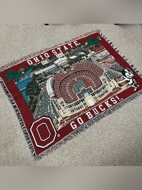 Vtg 90s Ohio State Buckeyes Tapestry Rug